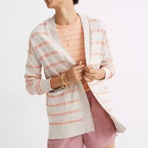 Madewell Cotton Textured Stripe Bradley Cardigan Sweater XS